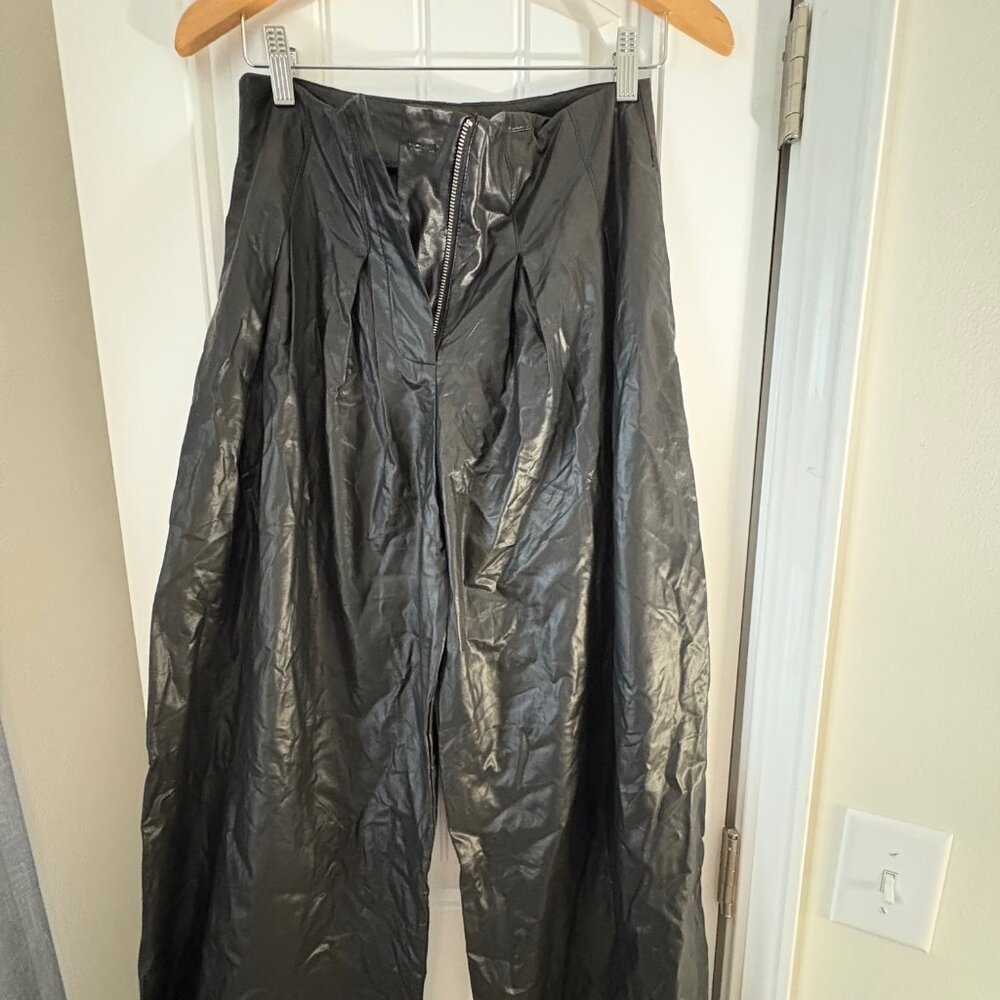 High Waisted Pleated Leather Pants Sz Medium